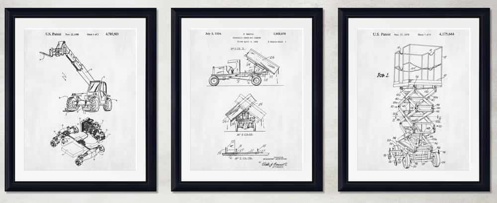 Construction Machinery Themed Patent Prints