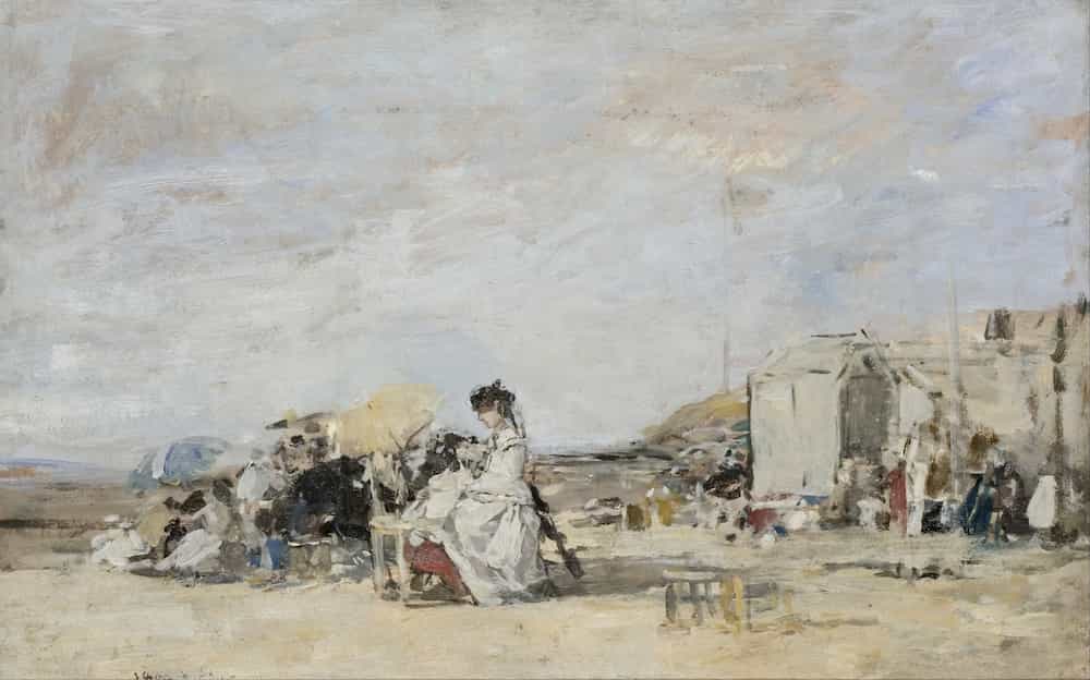 Eugène Boudin, Lady in White, on the Beach at Trouville (1869)
