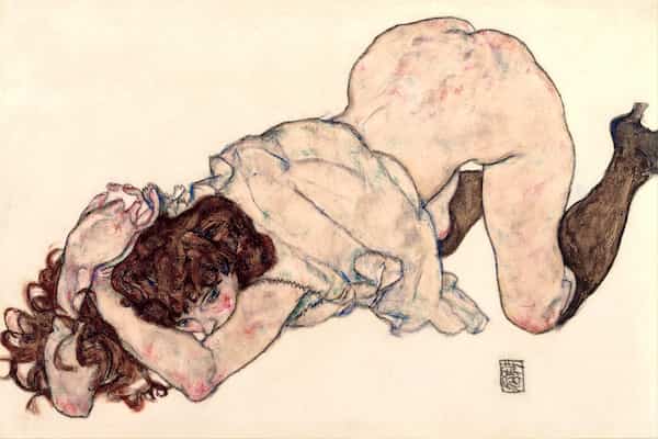 Kneeling Girl, Resting on Both Elbows, Egon Schiele