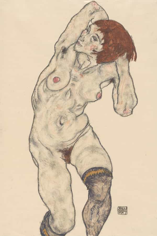 Nude in Black Stockings, Egon Schiele