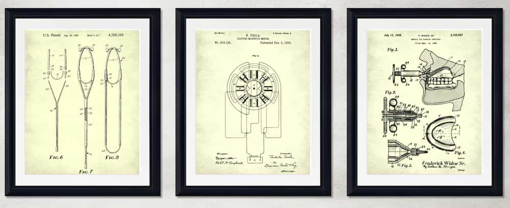 Set of 3 Science Themed Patent Prints