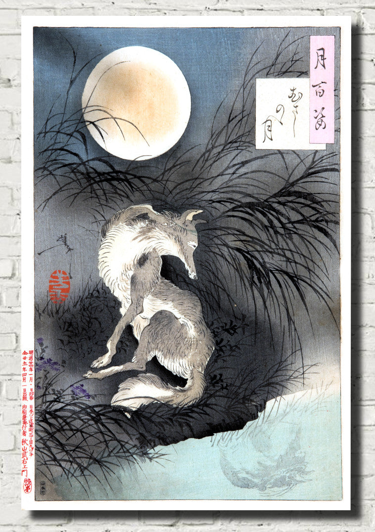 TSUKIOKA YOSHITOSHI MOON ON MUSASHI PLAIN PRINT, gallerythane.com
