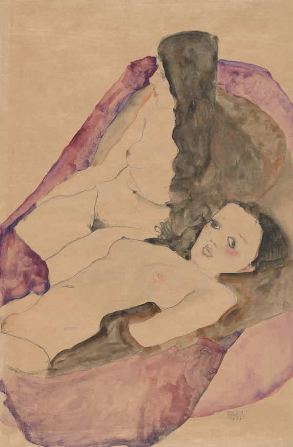 Two Reclining Nudes, Egon Schiele