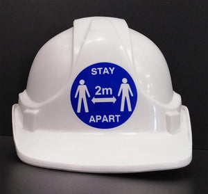 Hard Hat Keep 2 metres apart at all times stickers