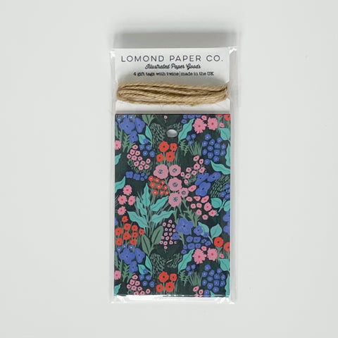 Midnight Flower Meadow Gift tag x 4