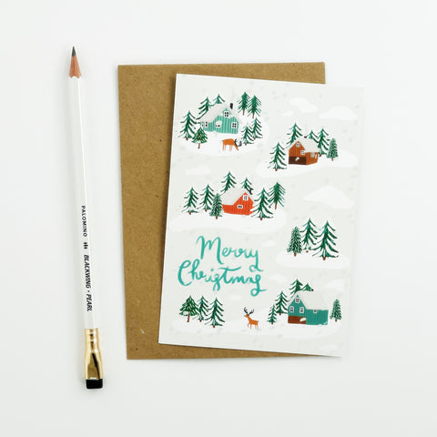 Little Log Cabins Christmas Card