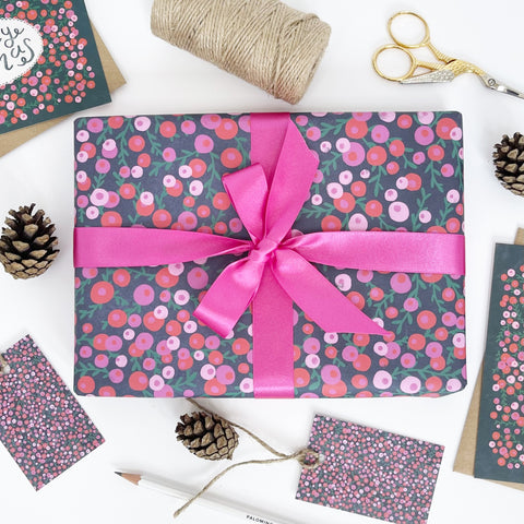 Lomond Paper Co. - Berries MIDNIGHT Gift Wrap & tags