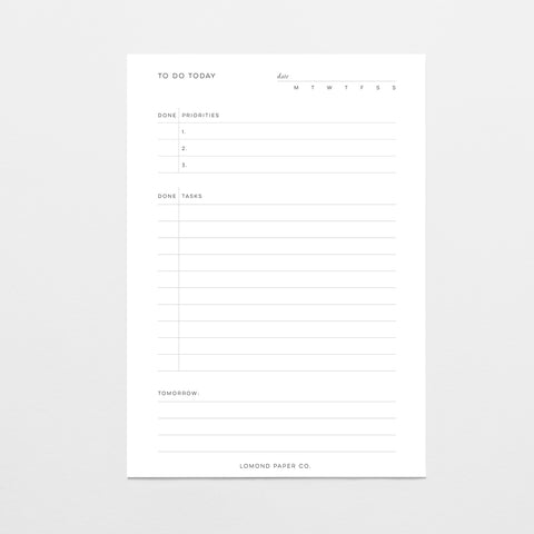 To Do Today List - Instant Download - Lomond Paper Co.