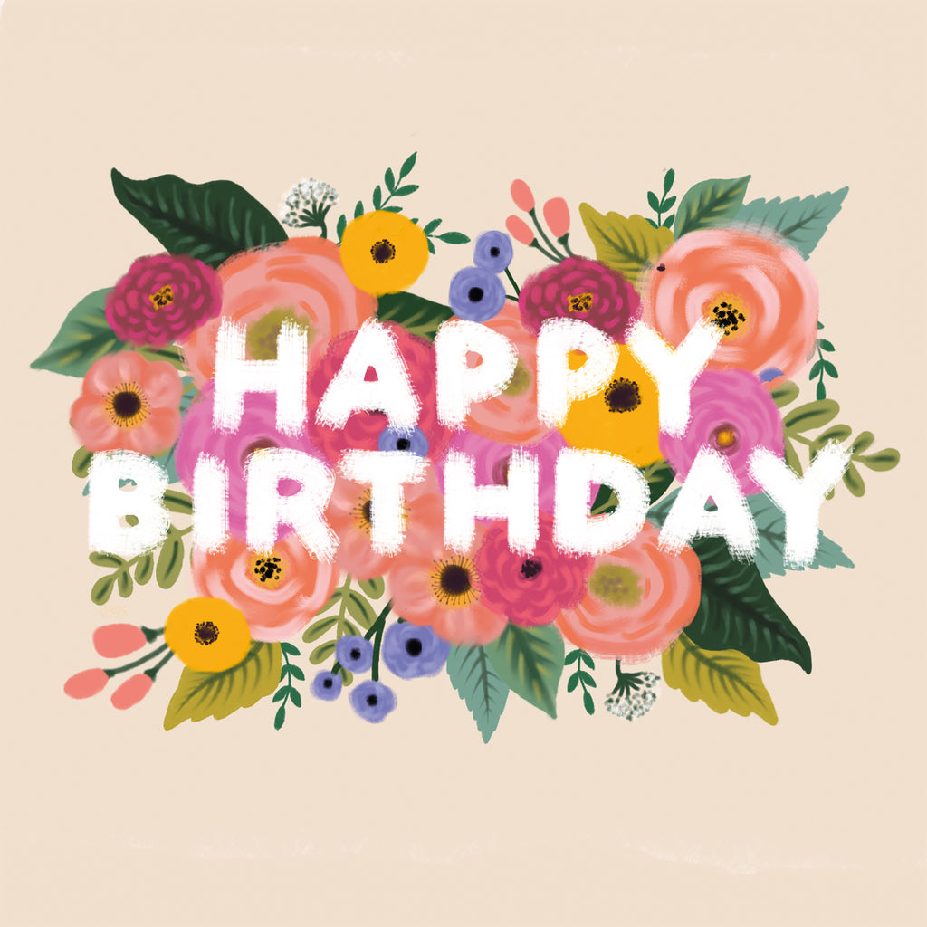 Happy Birthday Colourful Floral Vintage Lomond Paper Co