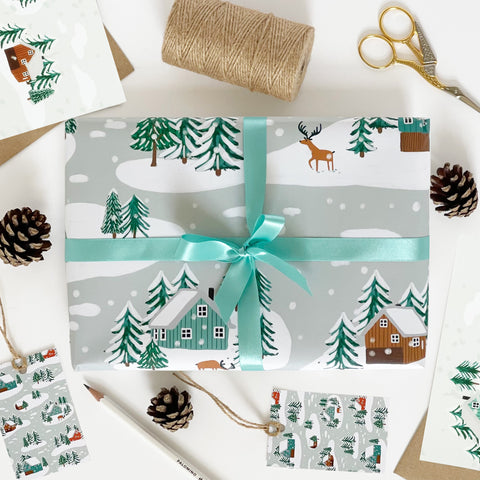 Winter Gleam winter Scene Christmas Gift Wrap, Holiday Wrapping