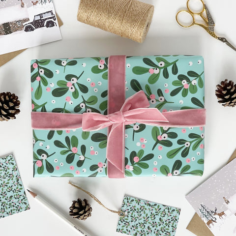 Forest Green Christmas Recyclable Wrapping Paper Set - AQUA Eco