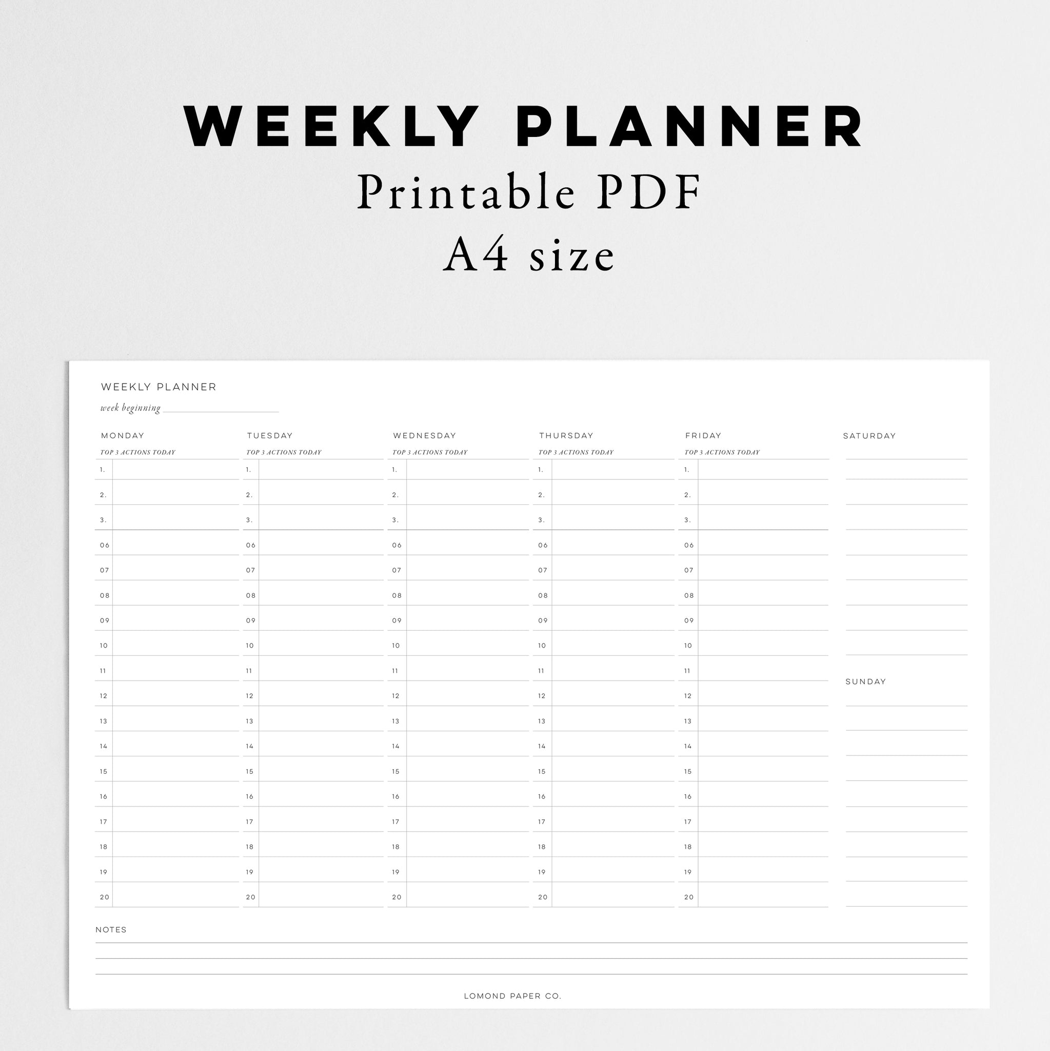 a4 weekly planner instant download lomond paper co