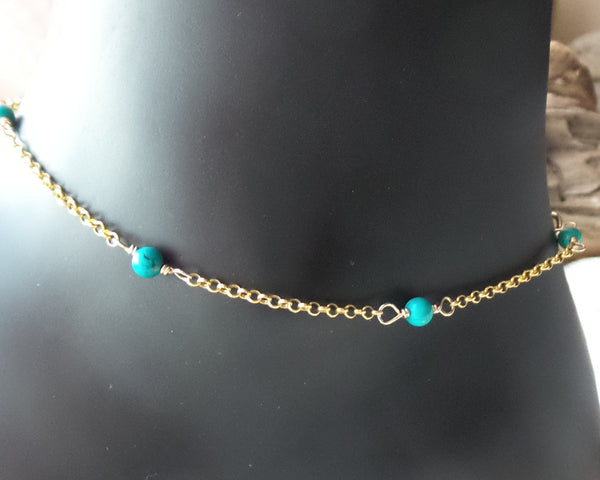 Golden Turquoise Ankle Bracelet – Anything's Possible Jewellery