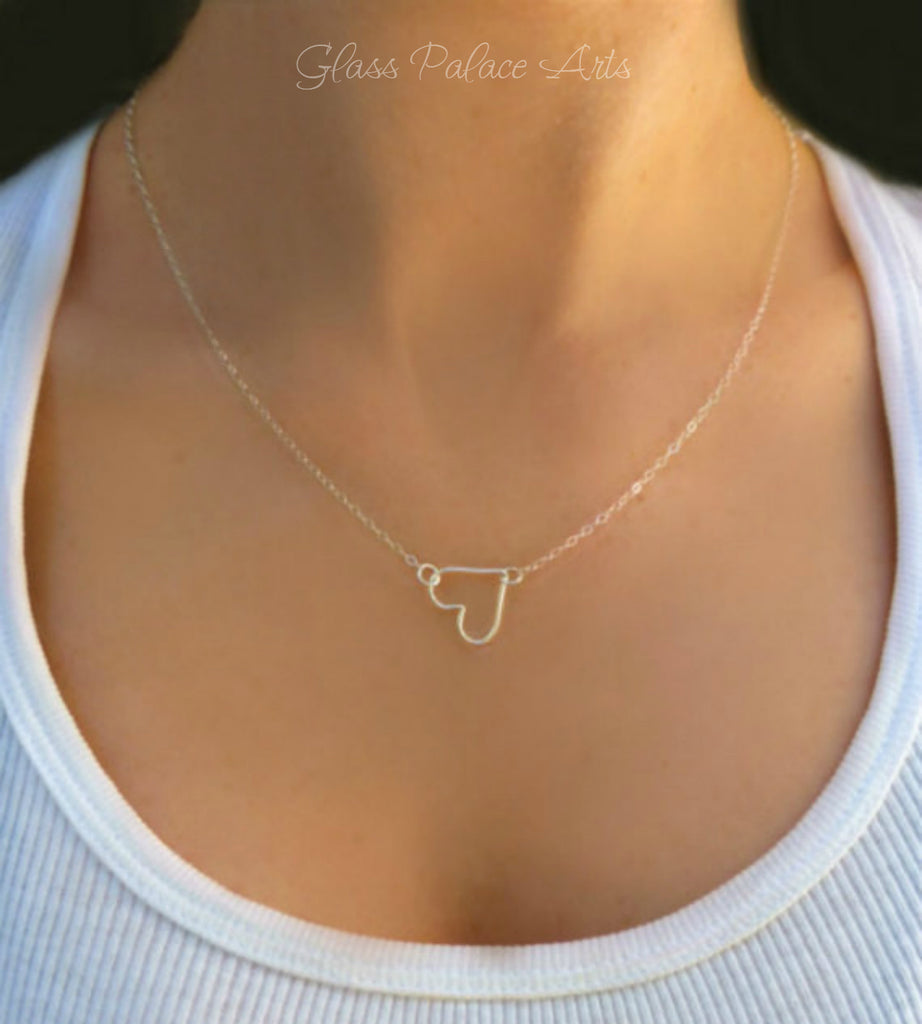 sideways heart necklace gold