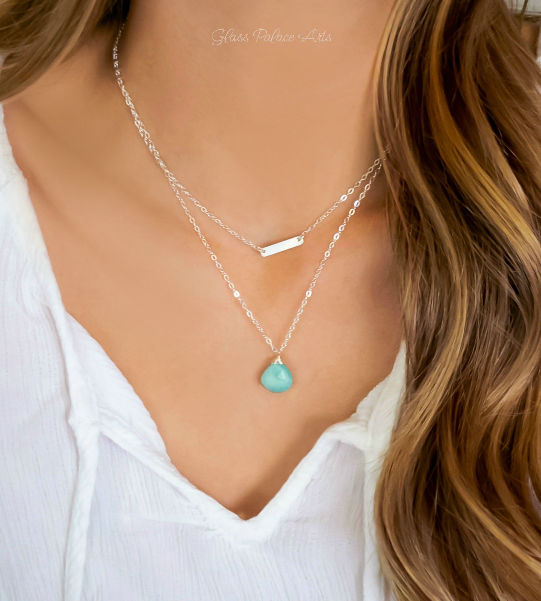 Larimar Drop Necklace - Sterling Silver or Gold Filled | Little Rock Collection Sterling Silver