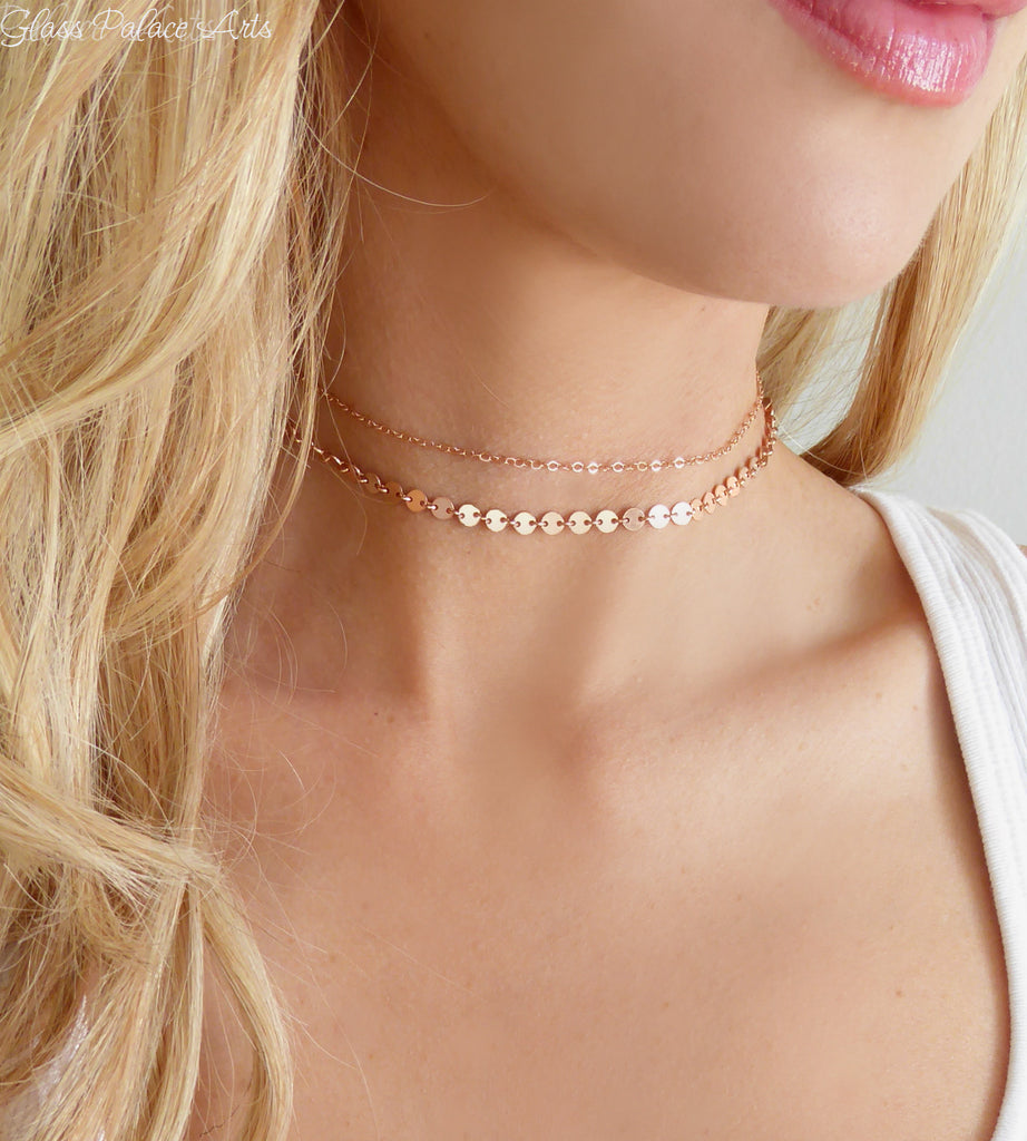 Choker Collar Necklace Rose Gold Photos