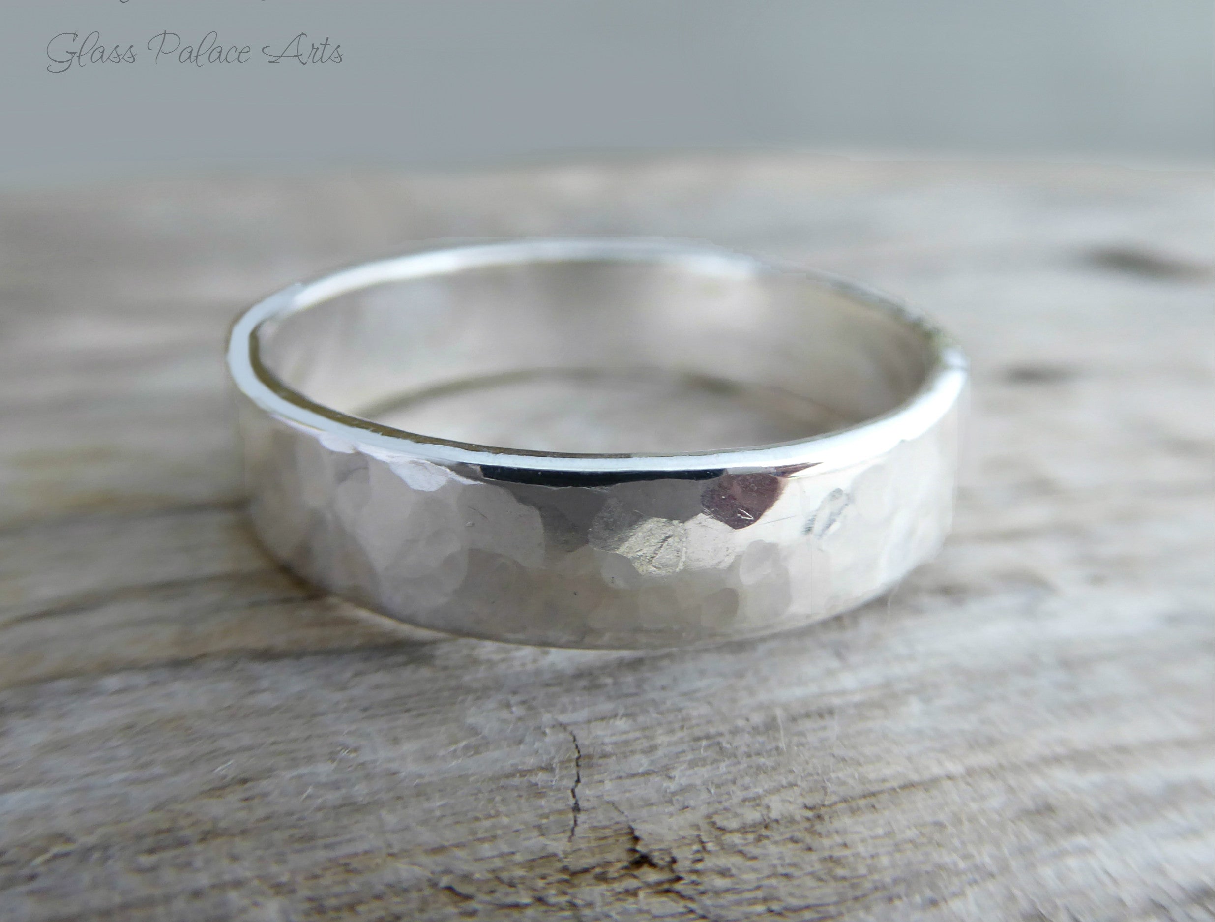 Thick Sterling Silver Hammered Ring for Men - Wedding Band For