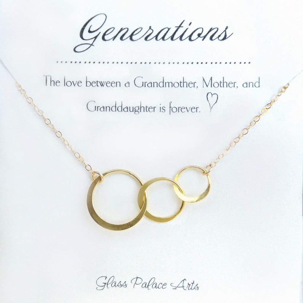 Three Circle Generations Necklace Gift 