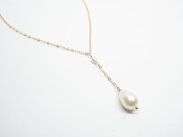 Freshwater Pearl Lariat Y Necklace - Sterling Silver, 14k Gold Fill or ...