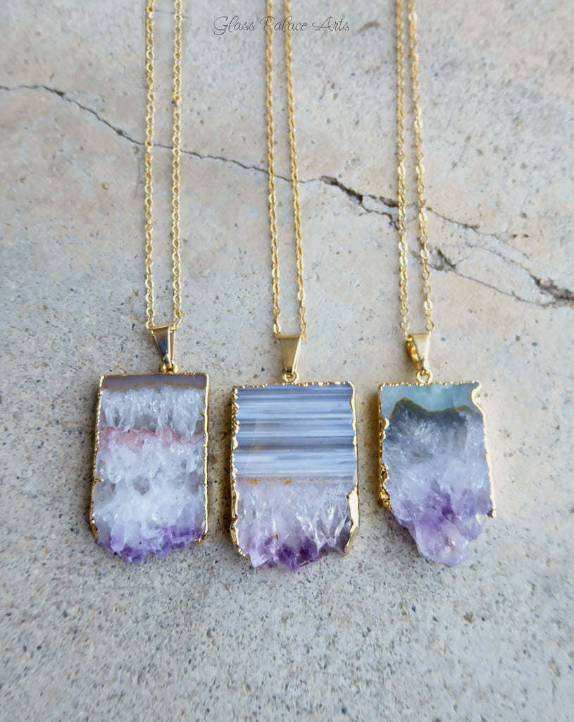 amethyst geode slice necklace