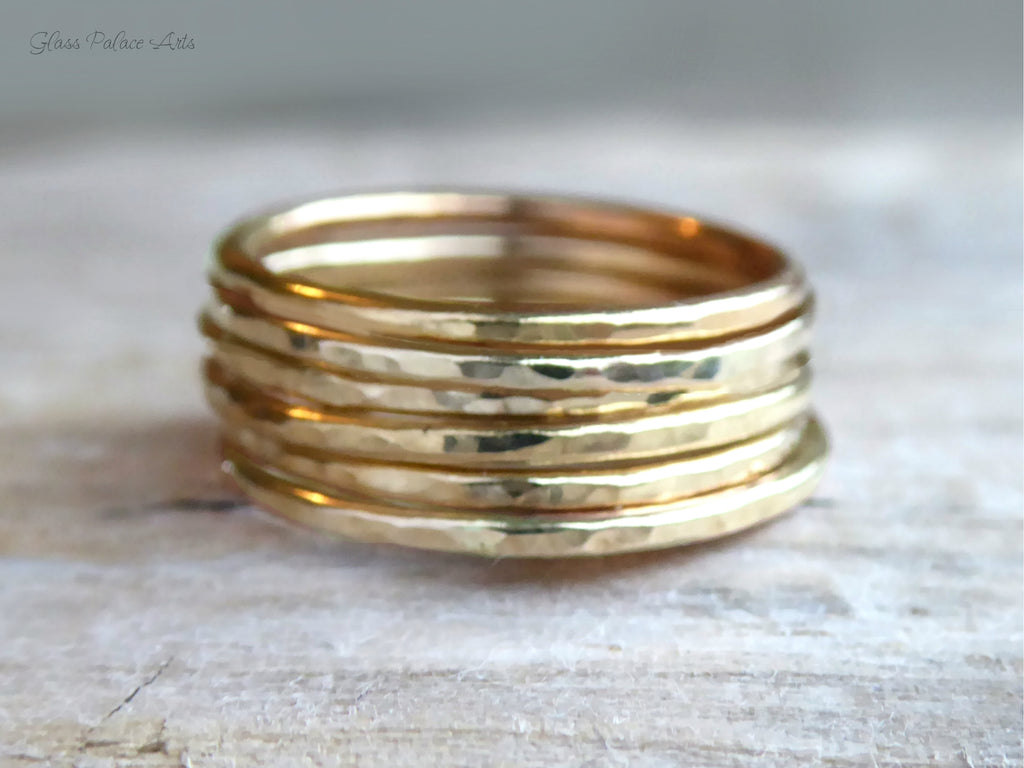 Gold Hammered Stackable Rings for Women – Glass Palace Arts