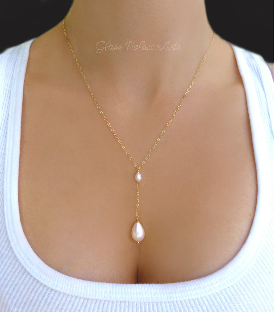 pearl lariat necklace silver