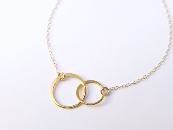 Infinity Necklace With Simple Circle Pendant - In Sterling Silver, Gol ...
