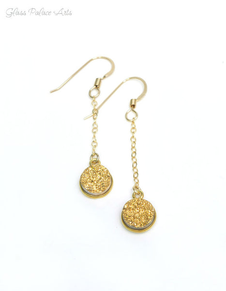 Gold Druzy Dangle Earrings – Glass Palace Arts