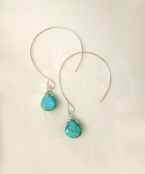 Turquoise Hoop Earrings - Turquoise Drop Earrings – Glass Palace Arts