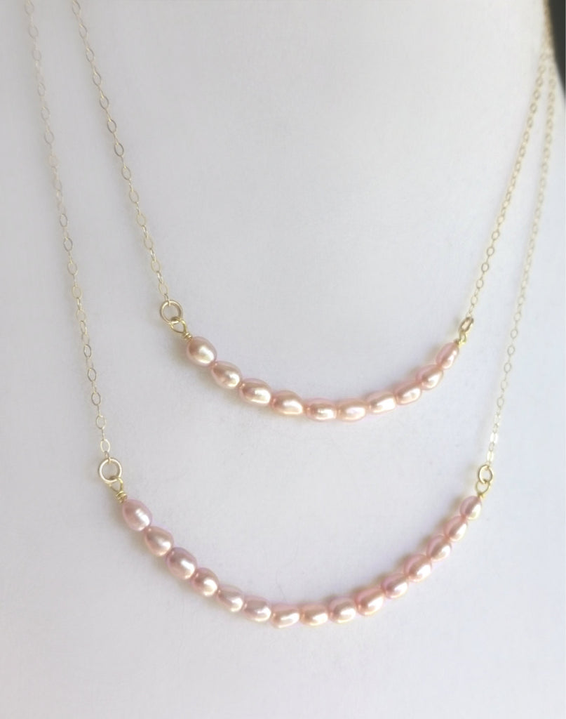 Blush Pink Champagne Pearl Multi Strand 