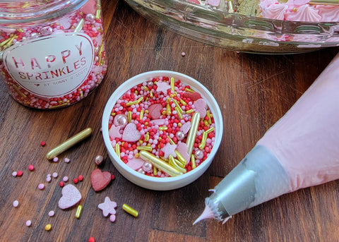Valentine Sprinkles and Piping Bag of Frosting