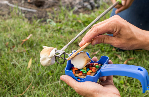 A delicious campfire recipe, M&M s'mores are delicious with Pear & Simple's Smore Builder.
