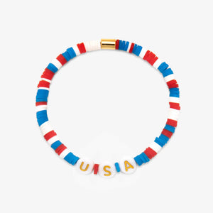 USA Vinyl Disc Stretch Bracelet-gold - Pear and Simple