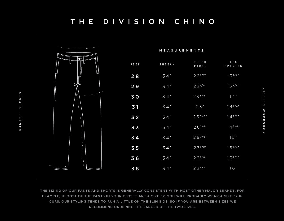 The Division Chino Water-repellent Pants // MISSION WORKSHOP