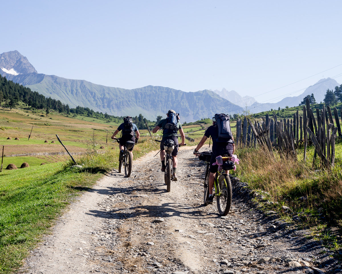 Mission Workshop Field Test : Not That Georgia with Kyle Von Hoetzendorff, Tamaz Tazer Tamak Tikanadze, Daniel Pasely, Brian Larson, specialized bike, and Yonder Journal