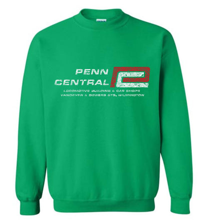 adult long sleeve railroad sweatshirt - penn central railroad - PC - snake logo red p logo art - black, irish green, orange, white - Ringaboy - 50% cotton/50% polyester - digital print on demand POD - Ringaboy