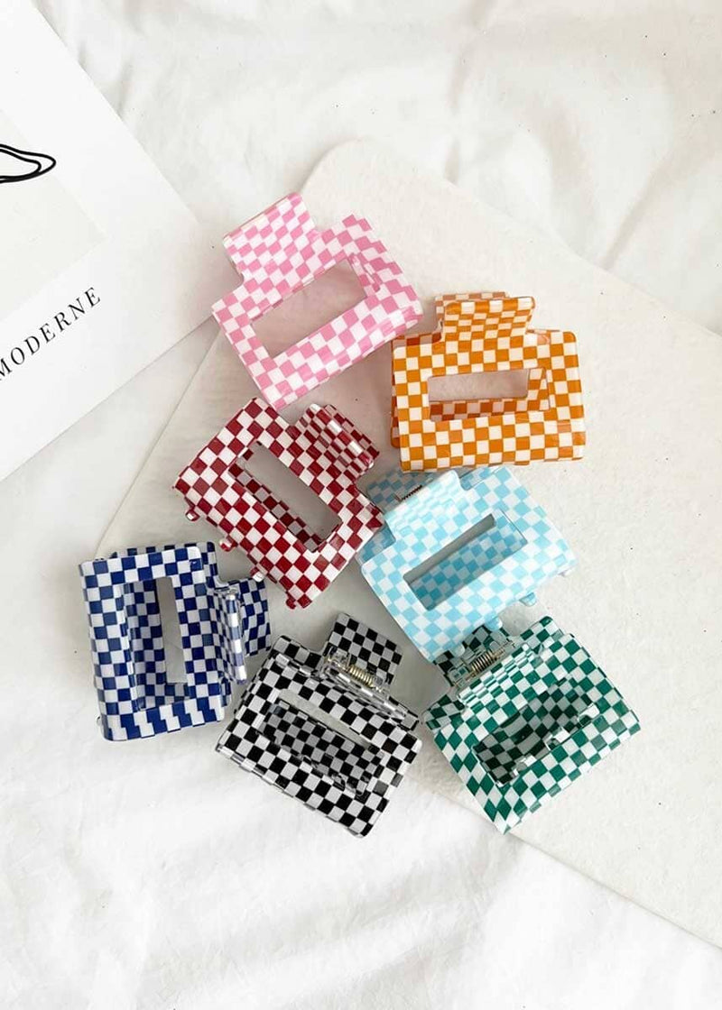 Camila Chess Checkered Claw Clips