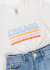 Chicago Retro Stripe Tee - Light Blue Combo
