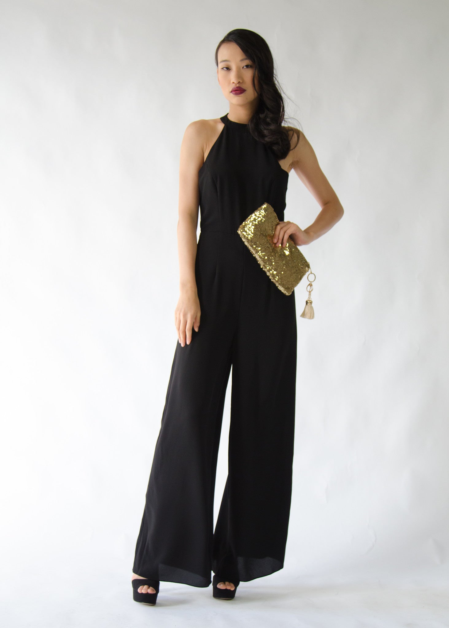 wide leg sleeveless jumpsuit