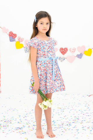 Sabrina French Primrose Dress with 2 Belts, Sizes in 2Y - 12Y - The Happiness Blog | Oobi Girls Kid Fashion