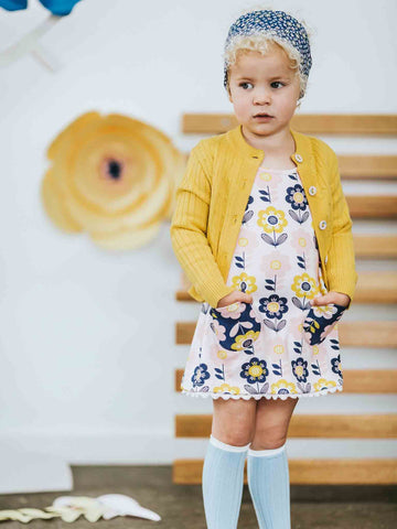 Mustard Maxine with Darcy Dress in Pink Scandi Flowers