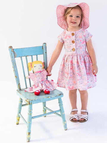 Pink butterfly dress and hat