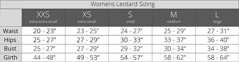 Natalie Leotard Size Chart