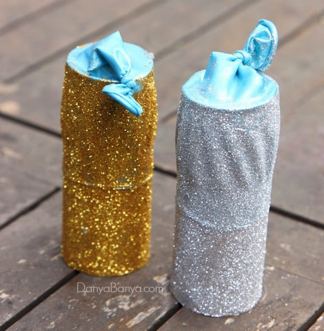 party poppers, DIY party poppers, empty tissue roll, gold and silver