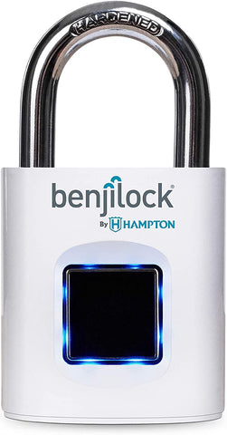 benjilock, fingerprint padlock, white padlock, innovative padlock, doorlock