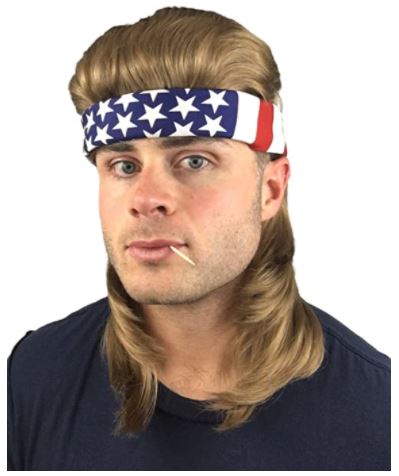 mullet headband, mullet wig, mullet, blonde, blonde mullet, US flag, america