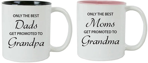 white ceramic mug, dad get promoted to grandpa, mom get promoted to grandma