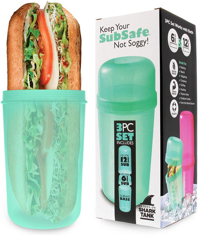 Submarine sandwich container, sub sandwich, bread container