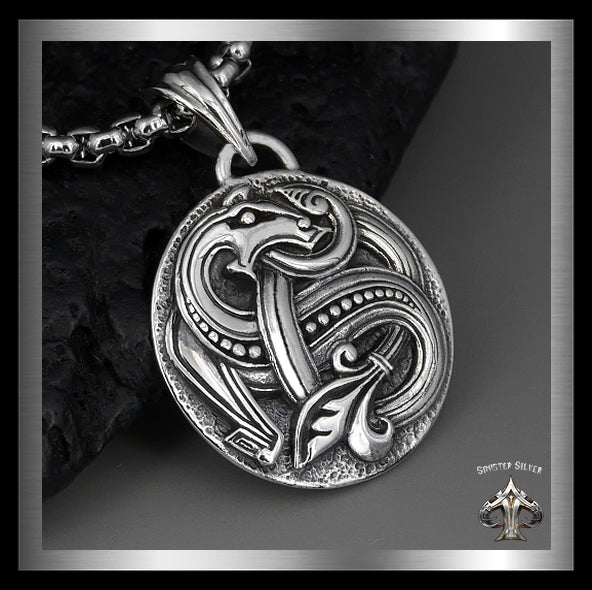 Viking Celtic Serpent Pendant Medallion Sterling Silver Norse Jewelry ...