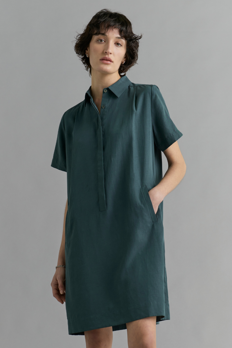 Image of Forest Green Aneta Shirt Dress